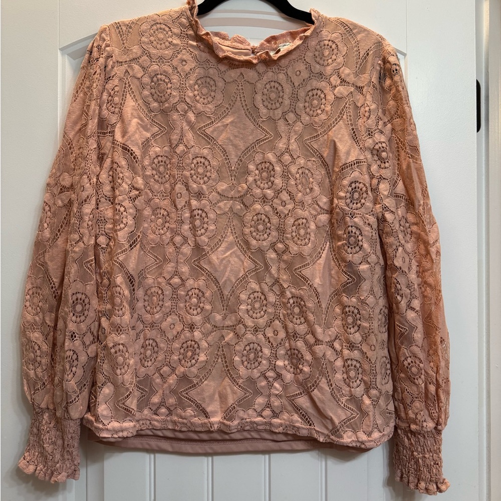 Elegant Lace Blouse in Blush Pink